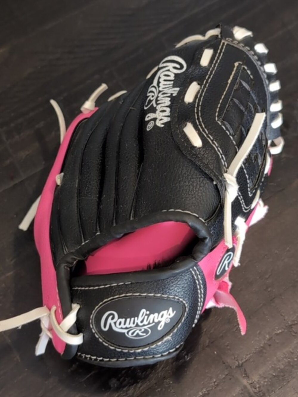 Rawlings Players Series Kids Baseball Glove Faux Leather T-ball Pink Black 9 - Picture 3 of 12